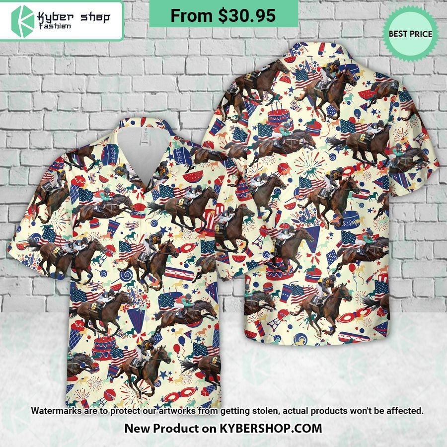 US Thoroughbred Horse Racing 4th Of July Hawaiian Shirt
