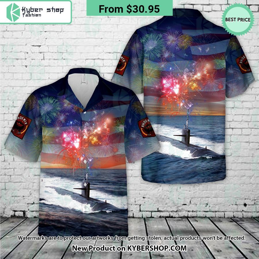 USS Phoenix SSN-702 Attack Submarine 4th Of July Hawaiian Shirt