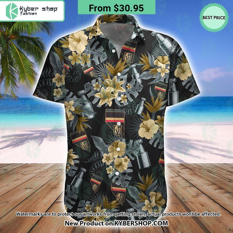 Vegas Golden Knights Flowers Hawaiian Shirt