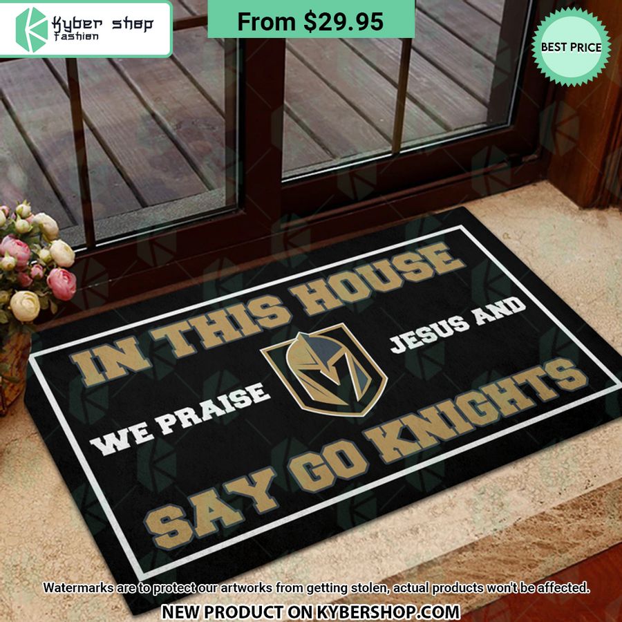 Vegas Golden Knights In This House We Praise Jesus and Say Go Knights Doormat