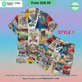 Vintage Cars Races Posters Collage Hawaiian Shirt Shorts