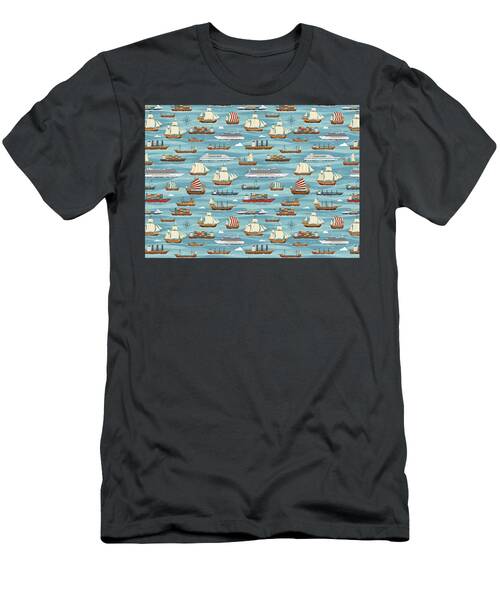 Vintage Ship and Cruise Pattern T-Shirt