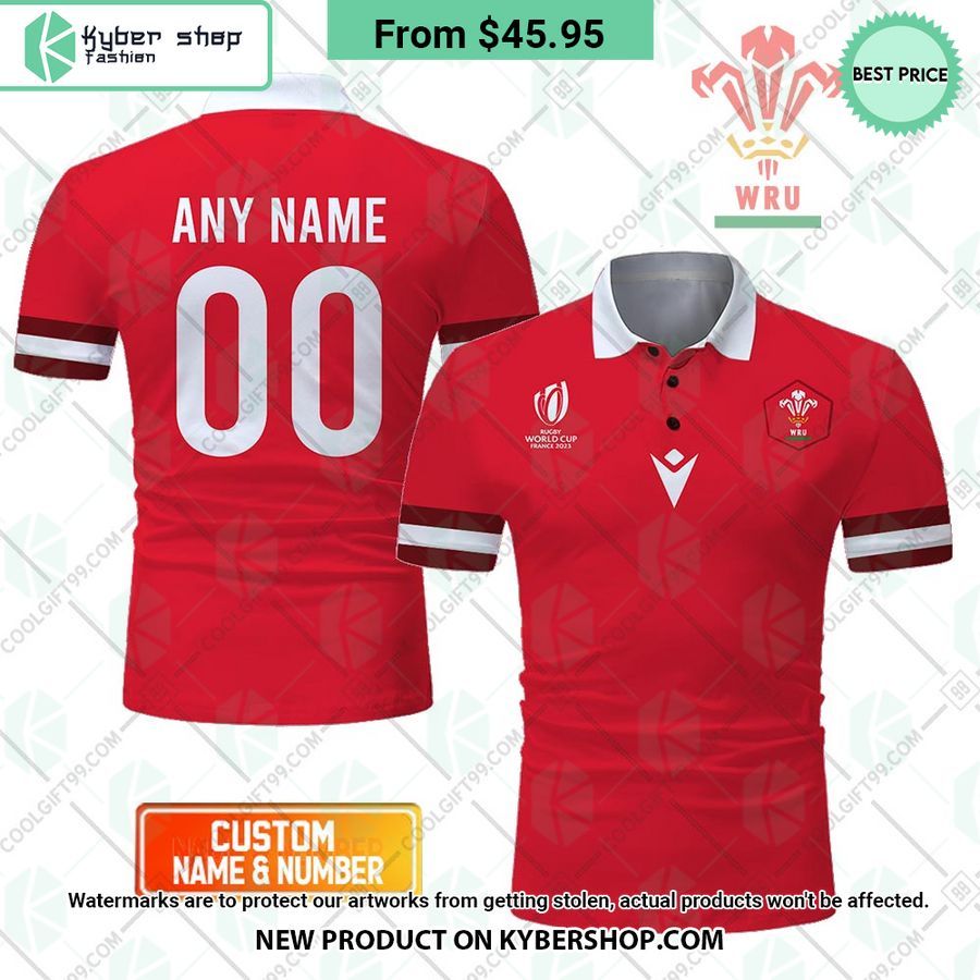 Wales Rugby Home Jersey Rugby World Cup 2023 CUSTOM Polo Shirt