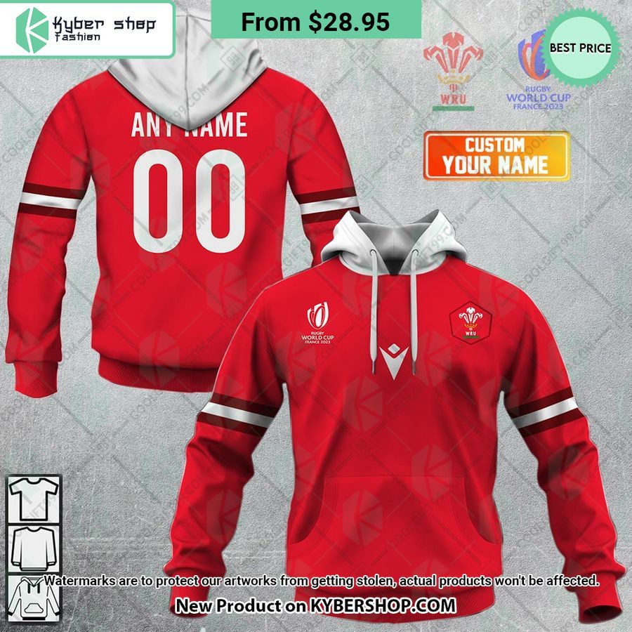 Wales Rugby Home Jersey Rugby World Cup 2023 CUSTOM Hoodie