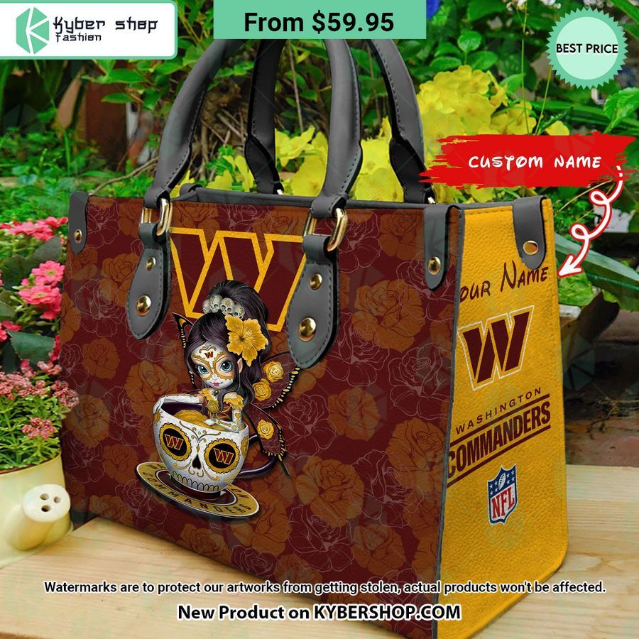 Washington Commanders Sugar Skull Girl Leather Bag