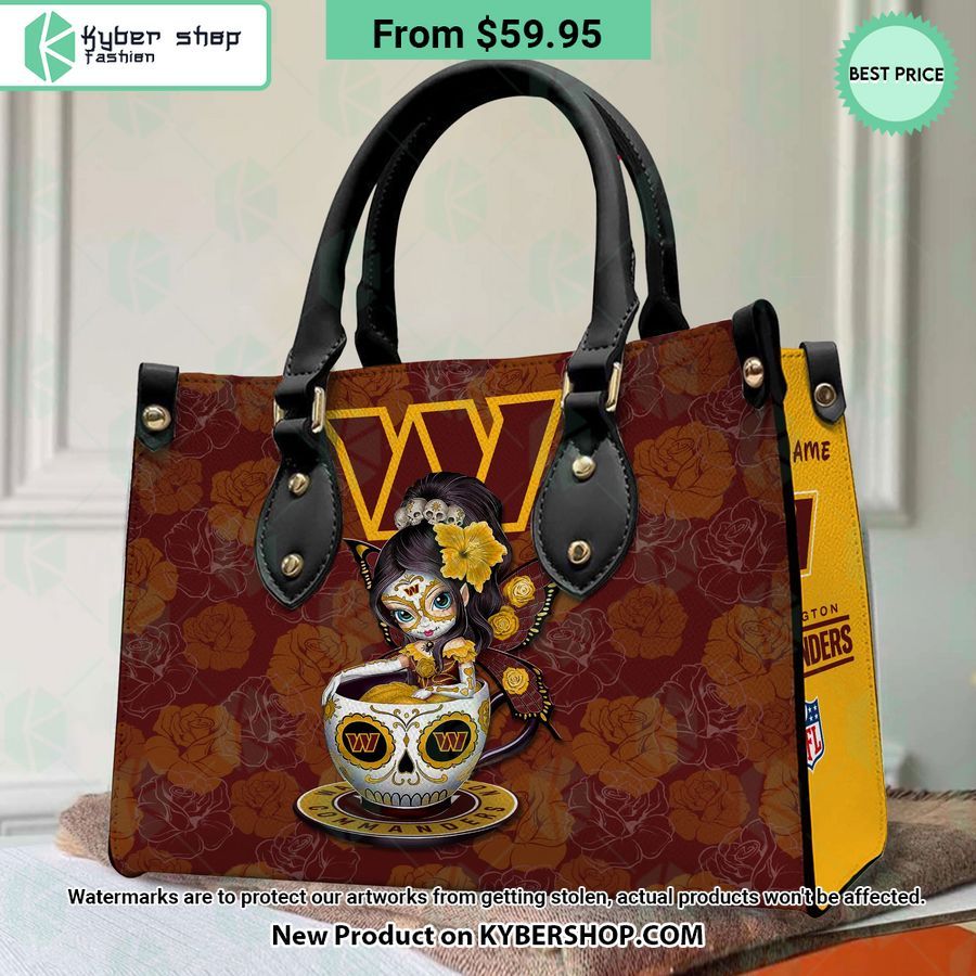 Washington Commanders Sugar Skull Girl Leather Bag