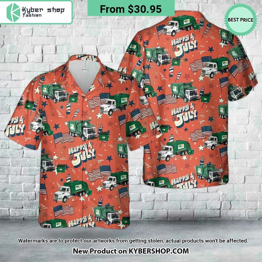 Waste Management Garbage Truck 4th Of July Hawaiian Shirt