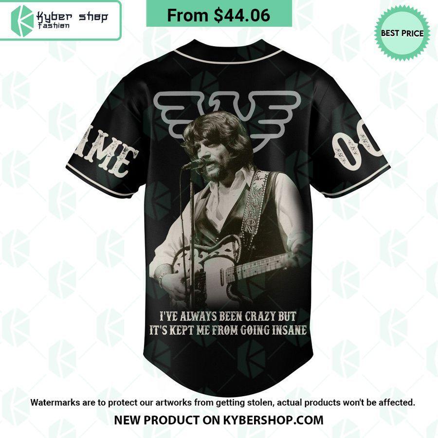 Waylon Jennings Crazy with Good Hearted Woman CUSTOM Baseball Jersey