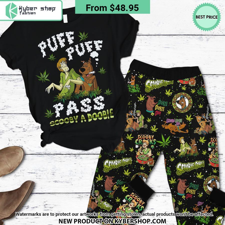 Weed Puff Puff Pass Scooby Doo Shaggy Rogers Pajamas Set