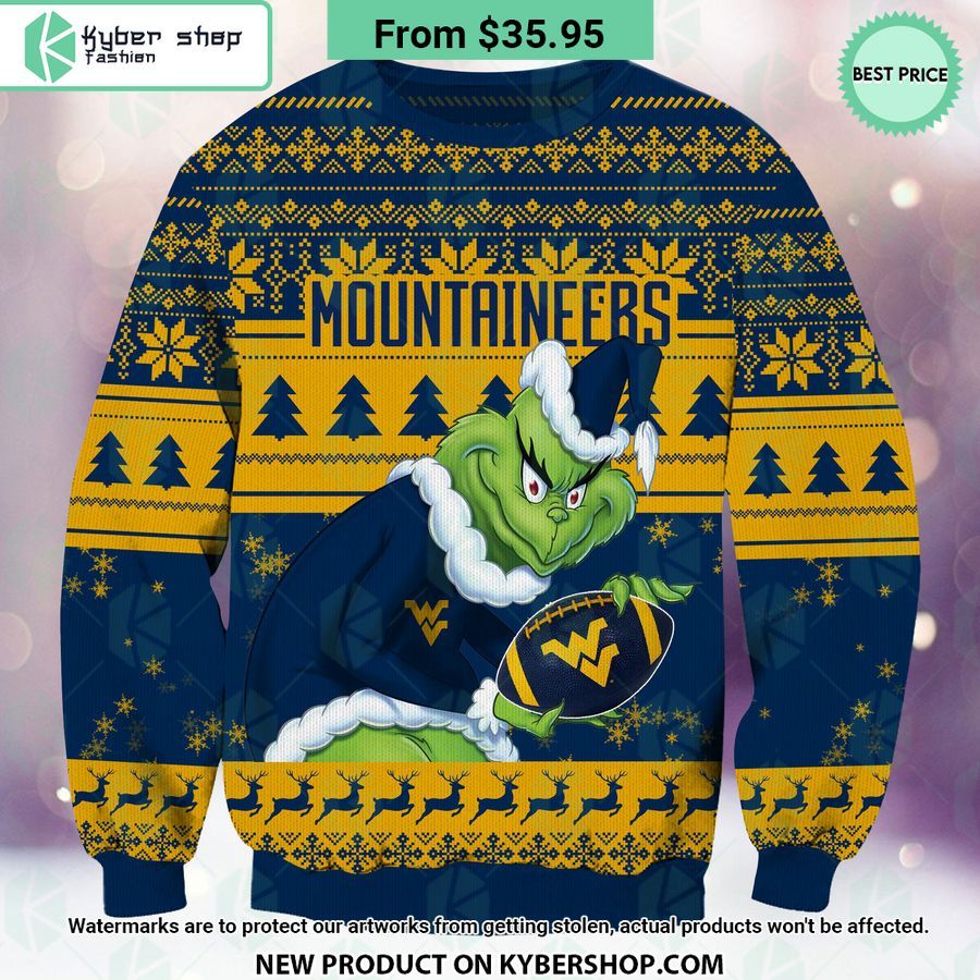 West Virginia Mountaineers Grinch Christmas Sweater