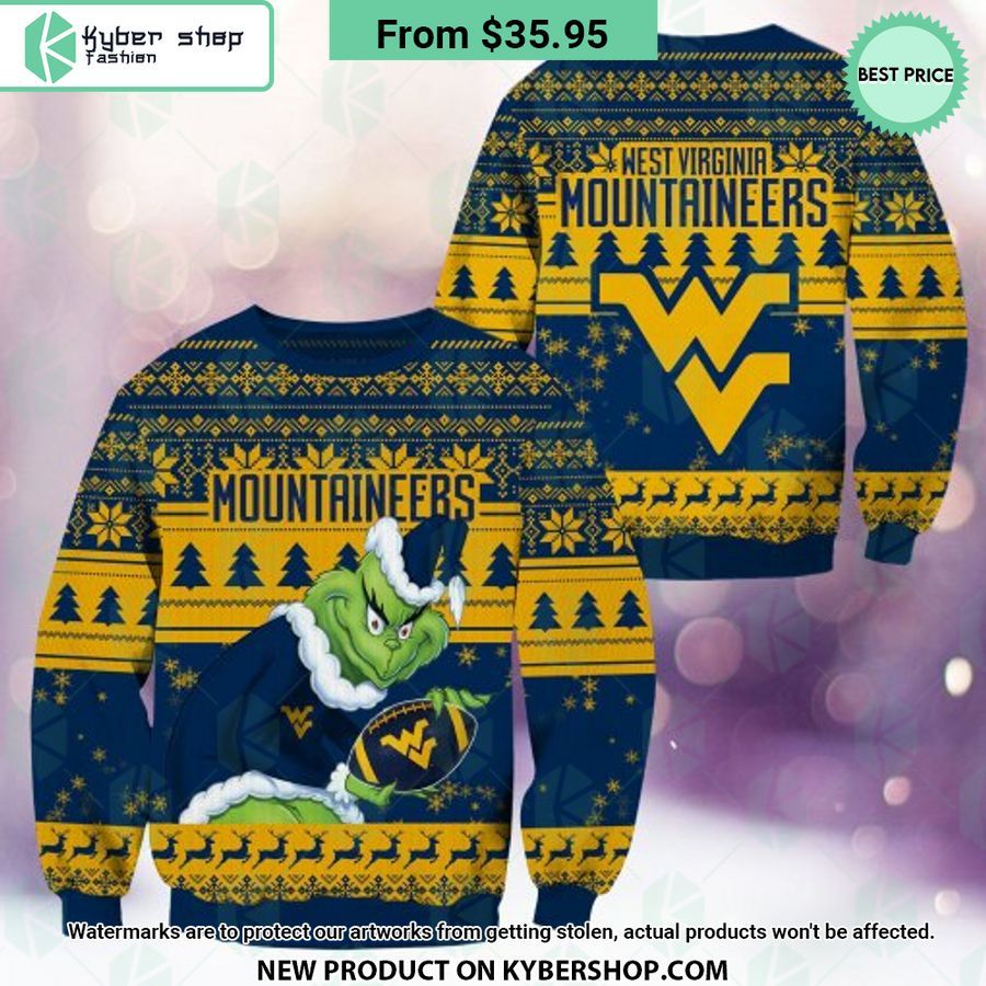 West Virginia Mountaineers Grinch Christmas Sweater