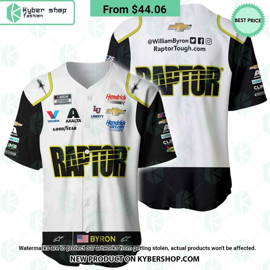 William Byron Nascar 2023 Raptor Racing Baseball Jersey