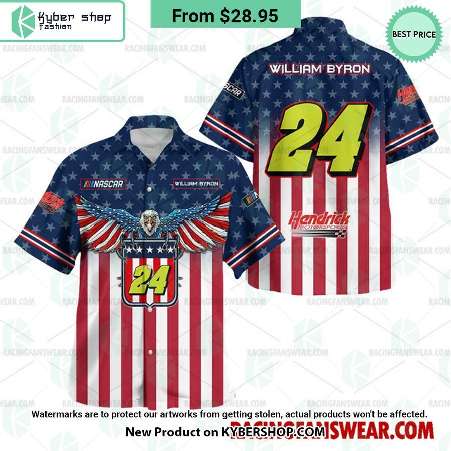 William Byron NASCAR Racing Eagle Independence Day Hawaiian Shirt
