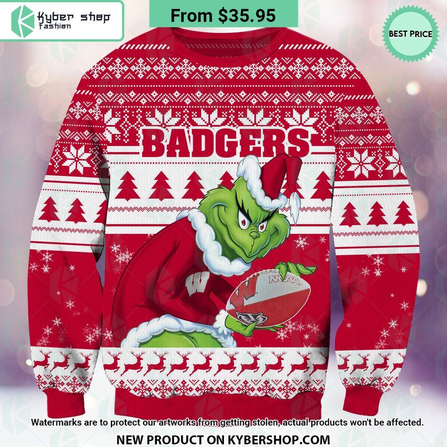 Wisconsin Badgers Grinch Christmas Sweater