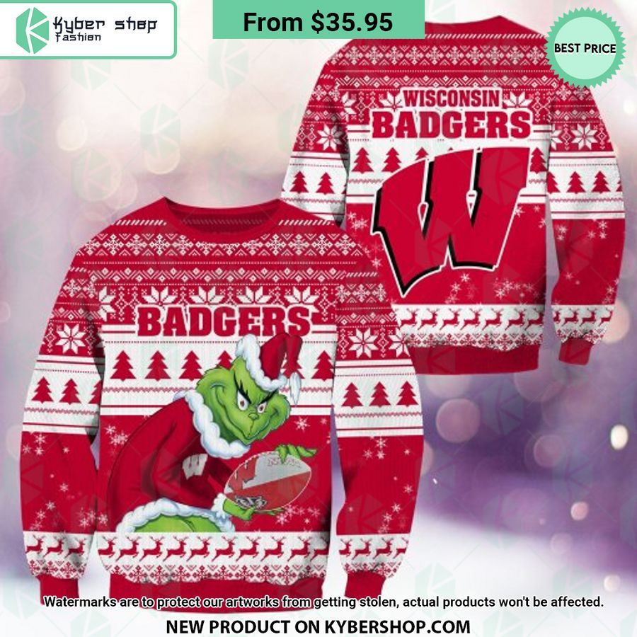 Wisconsin Badgers Grinch Christmas Sweater