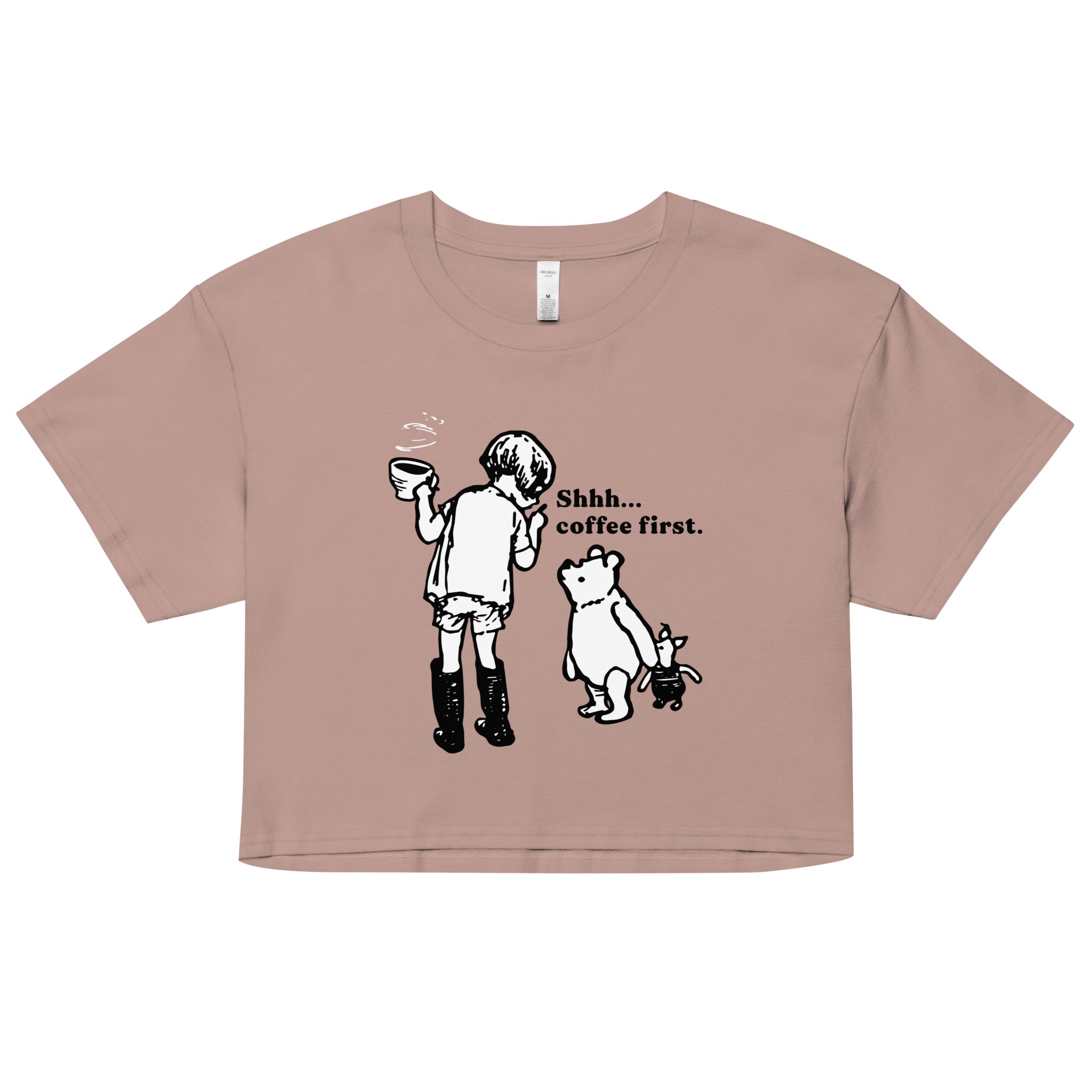 Shhh Coffee First Women's Crop Tee