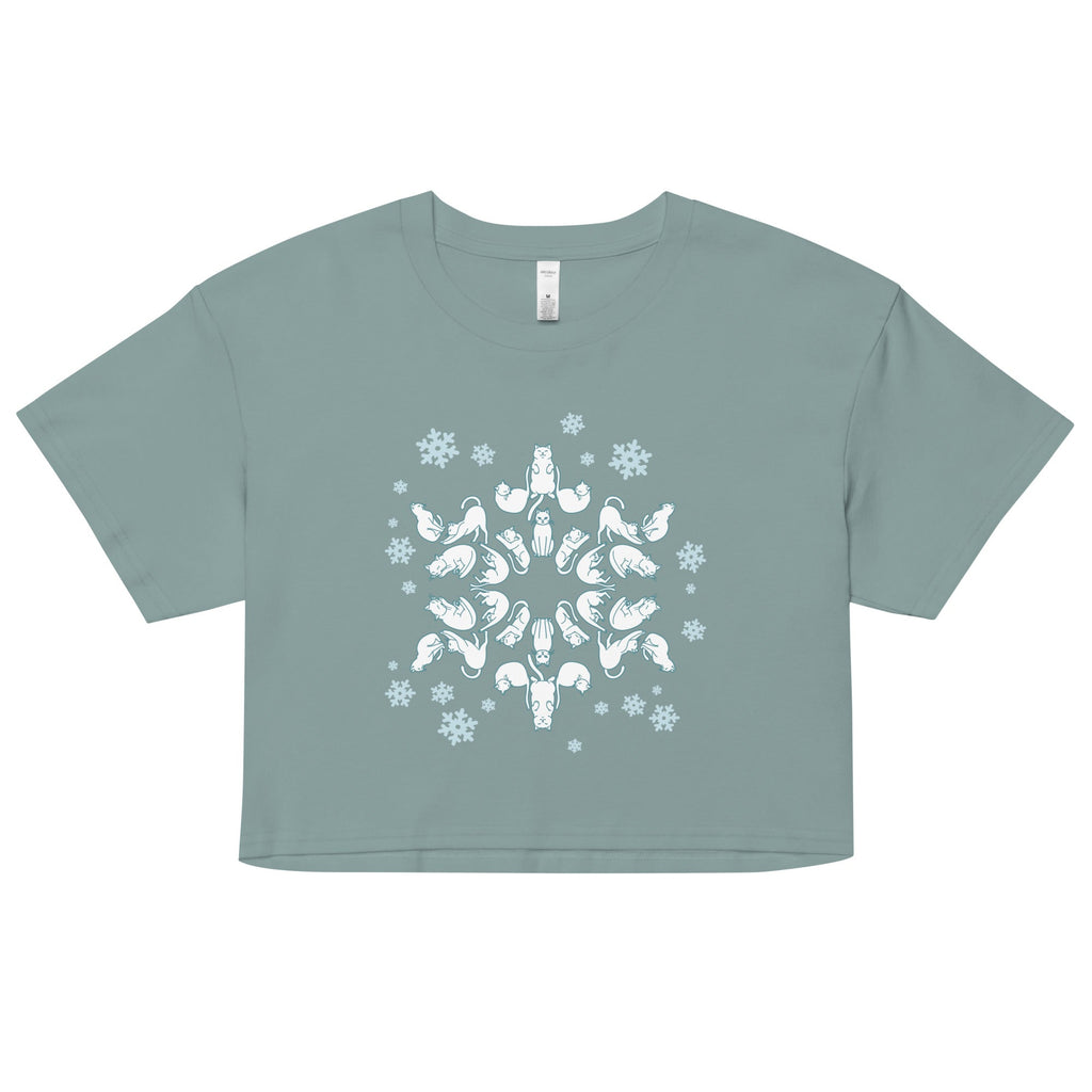 Cat Snowflake Women's Crop Tee