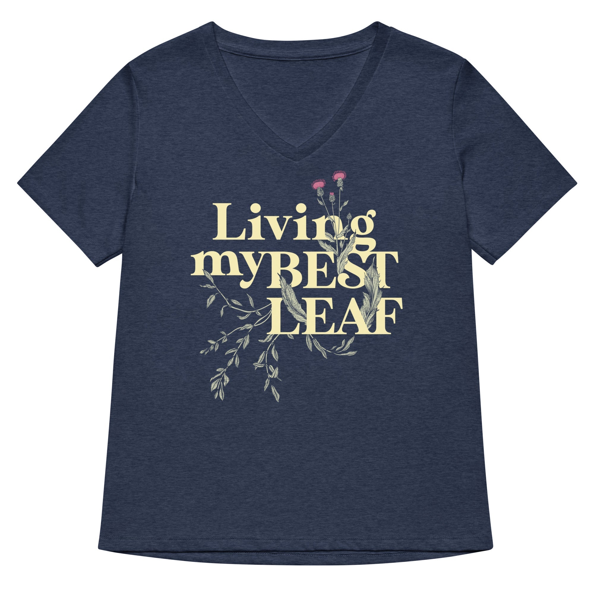 Living My Best Leaf Women's V-Neck Tee