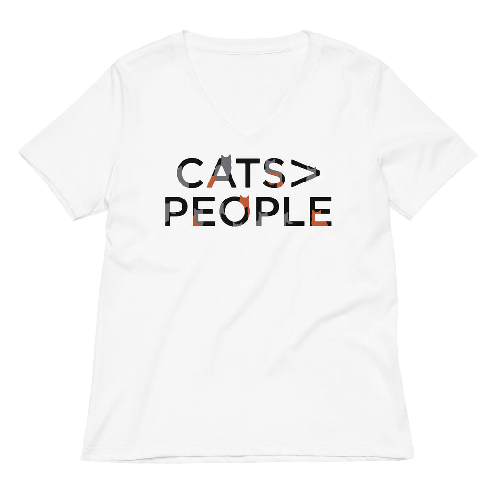 Cats>People Women's V-Neck Tee