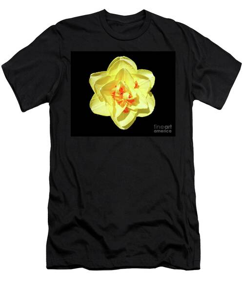 Yellow Daffodil On Black T-Shirt
